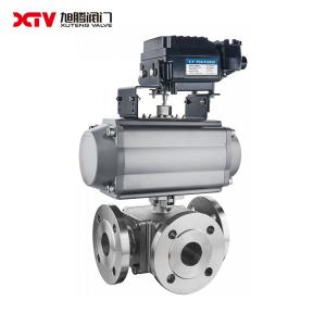 China High Platform Square Three-Way Ball Valve 150LB Pneumatic Driving Mode for Industrial factory