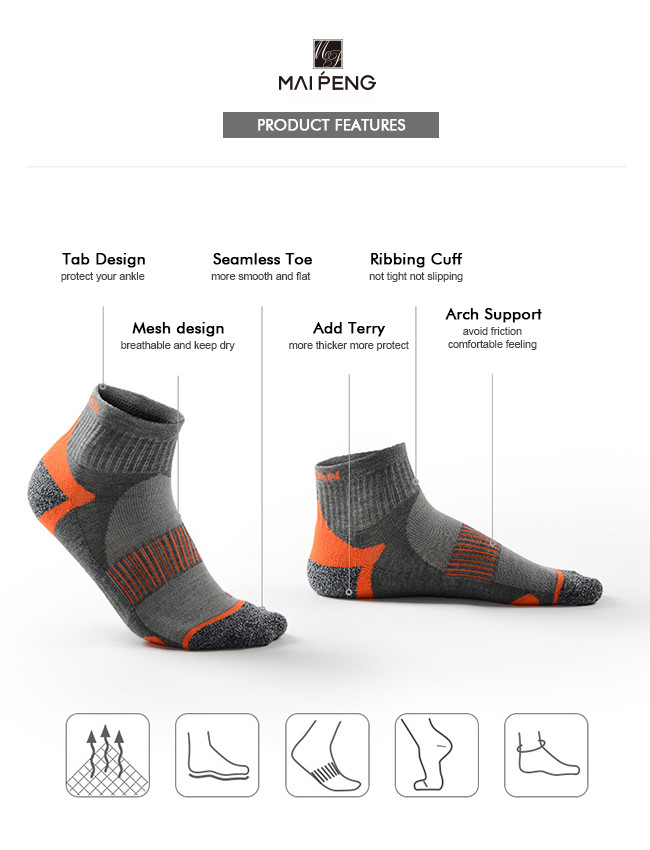 Cotton Breathable Sporty Running Socks Sweat Absorbent Athletic Ankle Socks