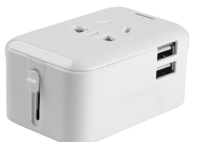 Promotional gifts All in ONE World Travel Plug Power Adapter Dual USB Universal Converter Plug