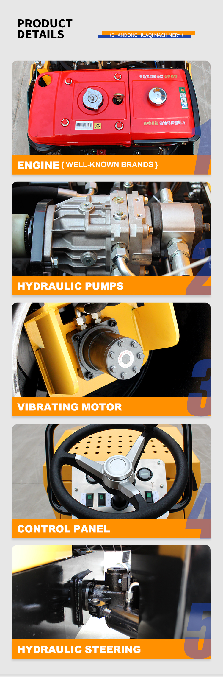 5.5L Fuel Tank 1.5 Ton Full Hydraulic Construction Machinery Road Roller for Road Repair