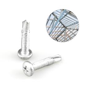 China Coated Pan Head Screws With Cross Recess Roofing Screw For Metal Roof Purlin Connection factory