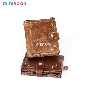 China Crazy Horse Cowhide Leather Wallets Short Men's Purse with Zipper and Stylish Design factory