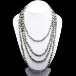 Green 7-8mm Freshwater Cultured Potato Shape Pearls Necklace 100 inches