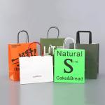 Hand Length Handle Sealing Kraft Bag Paper Shopping Bags With Logo For Milk