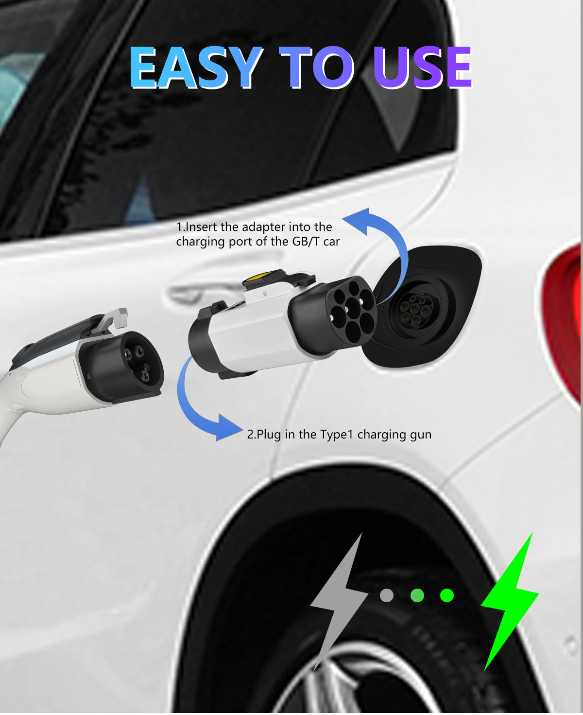 Car Adapter Charging Station AC Type1 to GBT 220v Electric Vehicle 32A Output Power 2024 Portable 7kw EV Charger Portable