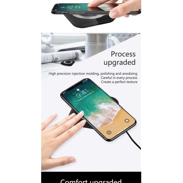 Black / White Fast Wireless Mobile Charger , Wireless Charging Pad PC ABS CE FCC Rohs