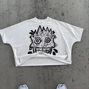 China 300 gsm Oversized Heavyweight 100% Cotton T-Shirt with Custom Print Boxy Fit Crop Tee factory