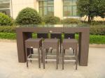 Resin Wicker Bar Set , Dark Brown Rattan Conservatory Furniture