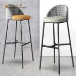 Bar Chair, Bar Stool, High Chair, Stainless Steel, Metal, PU Leather, Fabric