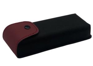China Black Red Leather Eyewear Case For Spectacles And Sunglasses factory
