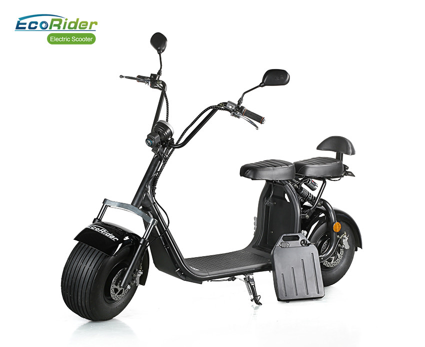EcoRider 60v 12ah 1000W Battery Powered Scooter Brushless Hub Motor 18Inch Fat Tires