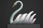 Outdoor Stainless Steel Swan Sculpture White Painted Finish