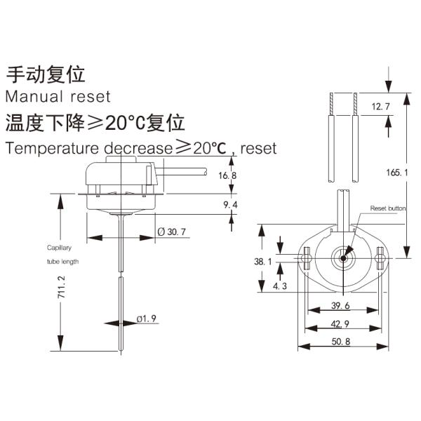 Temperature Control Capillary Thermostat Switch Manual Auto Reset