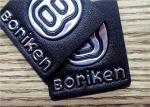 Black Embossed Leather Patches With Silver Embossment TPU Logo For Bags