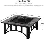 Outside Table Square Patio Outdoor Barbecue Fire Pit With Ceramic Tile