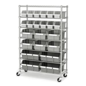 China 7 Shelf 22 Bins Kitchen Storage Mobile Wire Shelving Standard Size factory