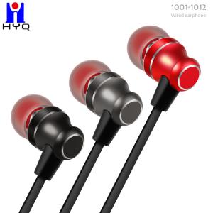 China IPX2 3.5mm Wired Earphone With Microphone Metal Earbuds TPE Flat Cable factory