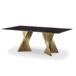 Premium Hotel Restaurant Furniture Modern Art Natural Marble Metal Base Dining