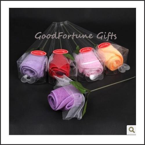 cheap promotional creative rose design cotton towel wedding birthday festival