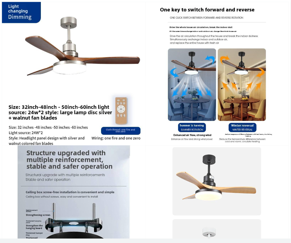 Wholesale factory 35 Inch Small Solid Wood Blades Indoor Remote Control Led Ceiling Decorative Fan with Light