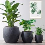 Modern Planters Clay Flower Pots Patio Planters MGO Pot Planter Set Grey