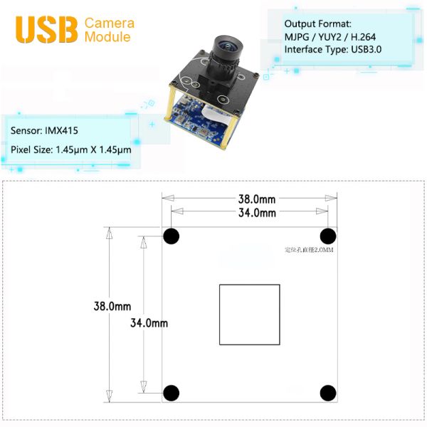 USB 3.0 Sony IMX415 CMOS 4K HDR Sensor Mini Camera Module