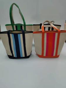 China shoulder tote canvas tote shipping tote beach bag stripe canvas tote factory