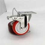 4 Inch Red Polyurethane Swivel Plate Stainless Steel Castors Economical Type SS