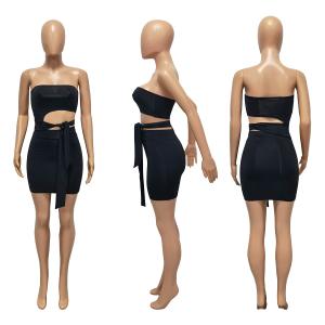 China Lace Strapless Skirt Irregular Waist Hollowout Solid Color factory