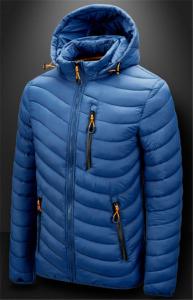 China Men'S Winter Nylon Fabric Quilted Jacket With Detachable Hood factory