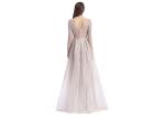 Champagne Fluffy Arabic Style Dress , Long Sleeve Arabic Wedding Dress