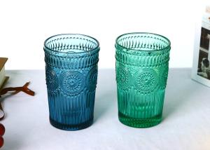 China 11oz Tumbler Drinking Glass , Sunflower Embossed Hotel Collection Highball Glasses factory