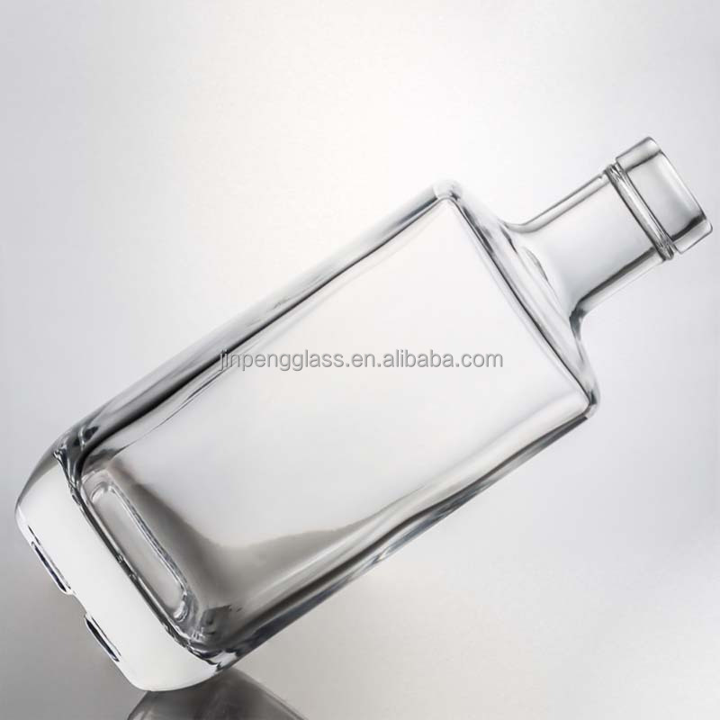Elegant Square Glass Liquor Bottle 700ml 750ml for Whisky Vodka Gin Collar Material Glass