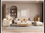 Multi Functional Hotel Lobby Furniture Nordic Simple Solid Wood Fabric Sofa