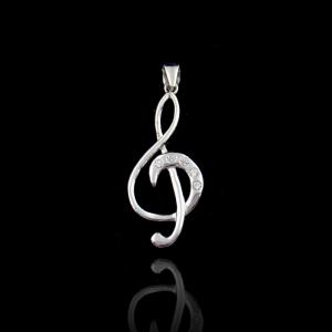 China Unique Music Meaning Pendant Treble Clef Simple Pure Silver Jewelry factory