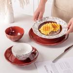 OEM And ODM Red Glaze Christmas Dinnerware Set Ceramic Bowl Porcelain Plate For