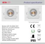 7W waterproof IP65 Round recessed aluminum COB dimmable LED down light for hotel