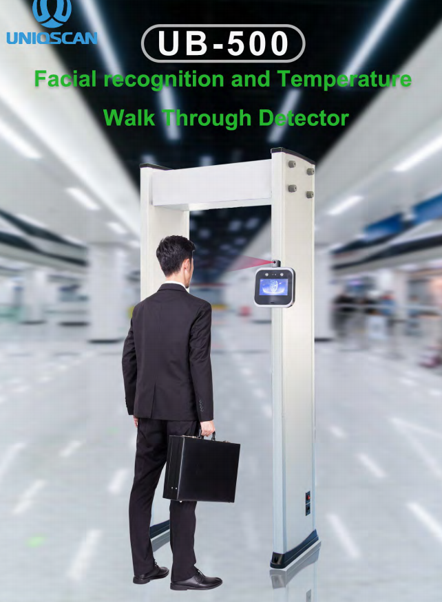High accuracy facial recognition access control attenfance and temperature measuring walk through detector