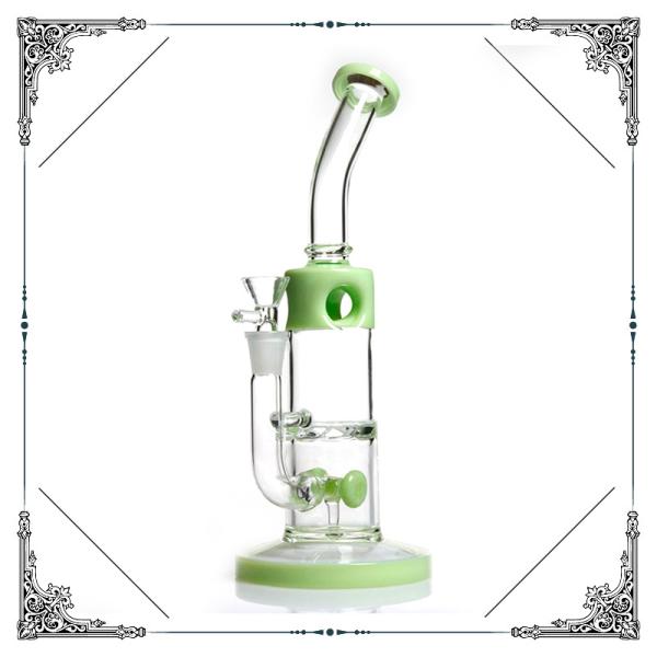 Mini Bong Glass Water Bubbler Tornado Double Showerhead Perc