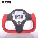 Yoke Shape Carbon Fiber Red Leather Steering Wheel Tesla Model 3 Y Custom Made