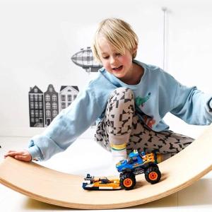 China Custom Natural Wood Multifunction Rocker Kids wooden Montessori Fitness Curvy Board factory
