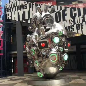 China Interactive Art Heart Shaped Sculpture Stainless Steel Electronic Customized factory
