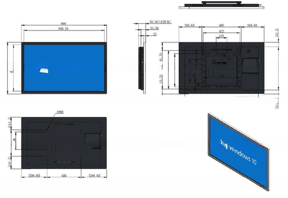 Wall mounted 43 inch self-service information terminal touch screen monitor PC interactive kiosk with Android or Win10 OS