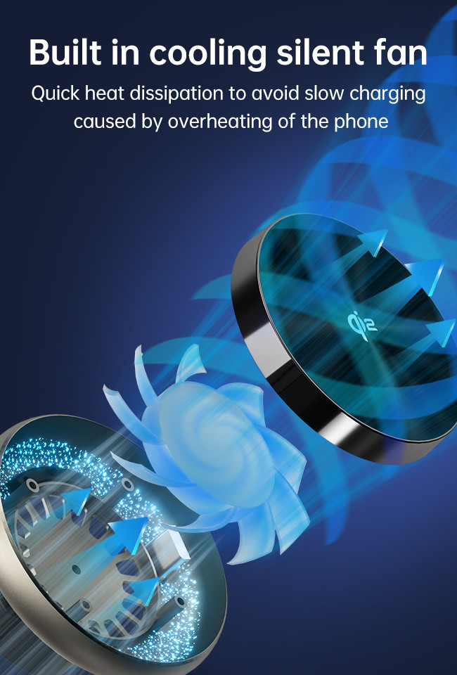 Built-In Silent Cooling Fan, Fast Heat Dissipation, Starry Sky Lighting Effect, Multiple Lighting Adjustments, QI2 Fast Charging Magnetic Car Wireless