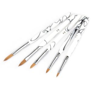 China Marble Handle Nail Painting Brush Aluminium Ferrule Kolinsky Hair 3D Nail Brush factory