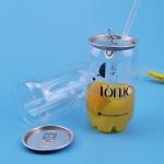 Clear Transparent 0.35L PET Alu Lid Plastic Beer Can