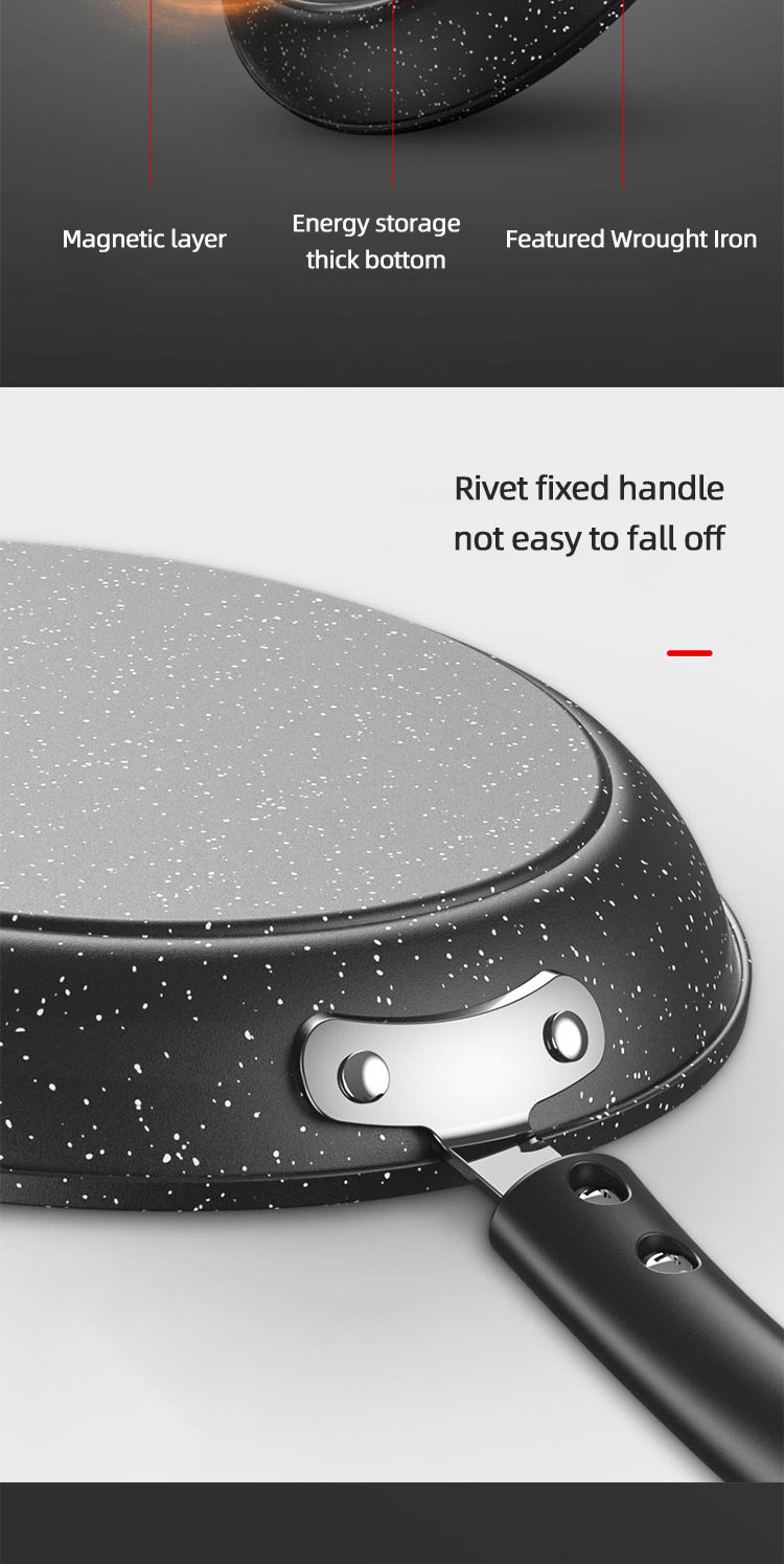 Factory Direct Sale Thickened Black Iron Cooking Frying Pan Medical Stone Nonstick Fry Pan With Lid