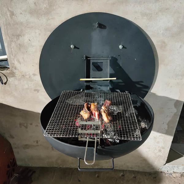 Rustic 80cm Wood Burning Fire Pits Wall Mounted Barbecue Grill Corten Steel Wall