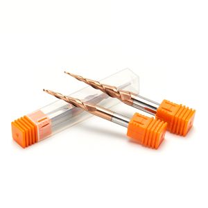 CNC Router Bits HRC55 R0.5*D4*15*50L*2F Tapered Ball Nose End Mill Engraving