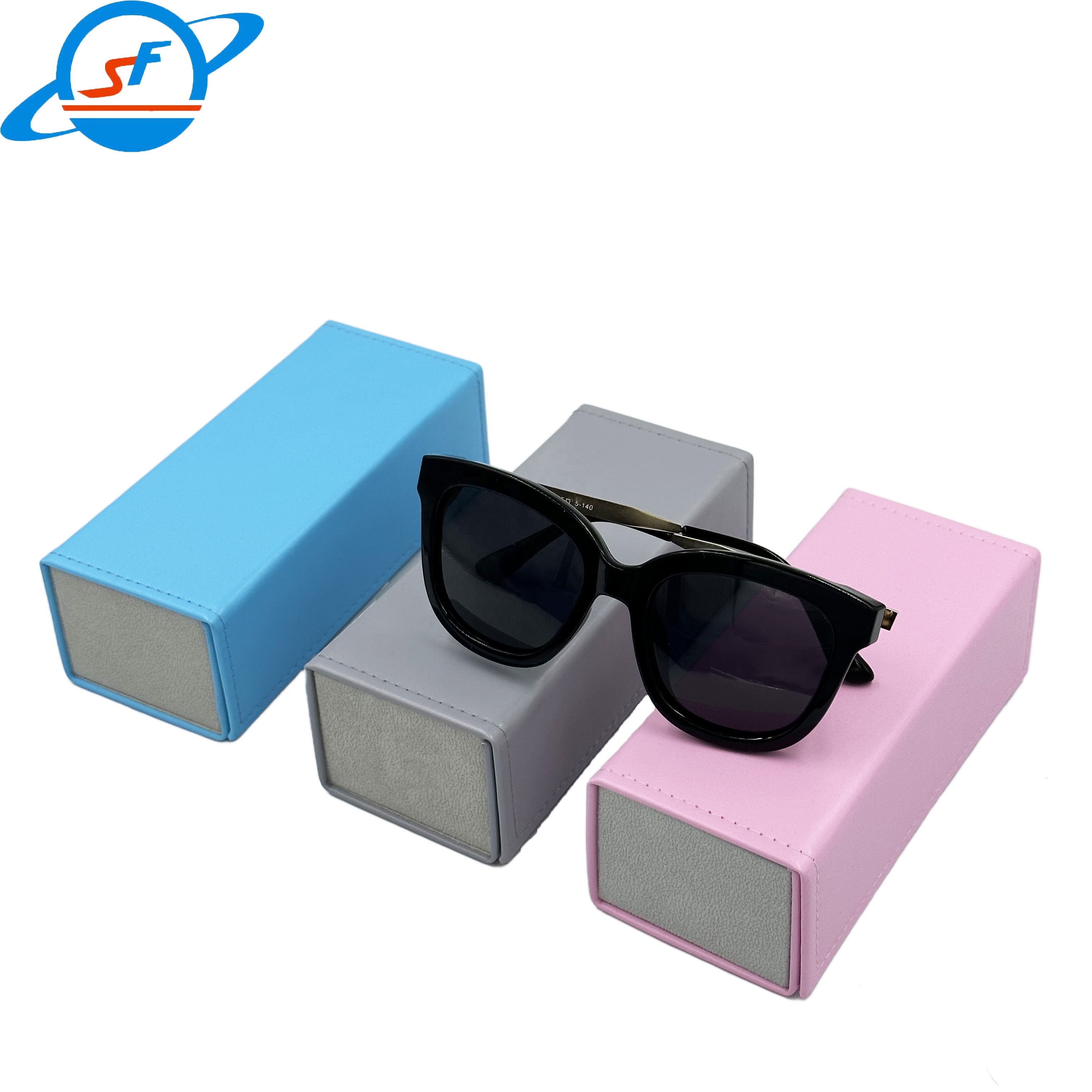 Imitation Leather Flocking Foldable Eyeglass Case Bag Damage Resistant